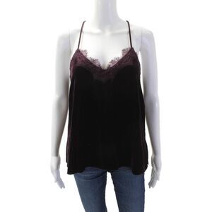 Cami Women Red V-Neck Spaghetti Strap Camisole Silk Blend Size S